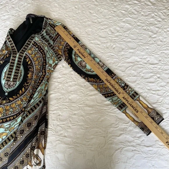 Hale Bob Shift Dress Women M Multicolor Geo Floral Equestrian Print Pullover L/S - Picture 9 of 11